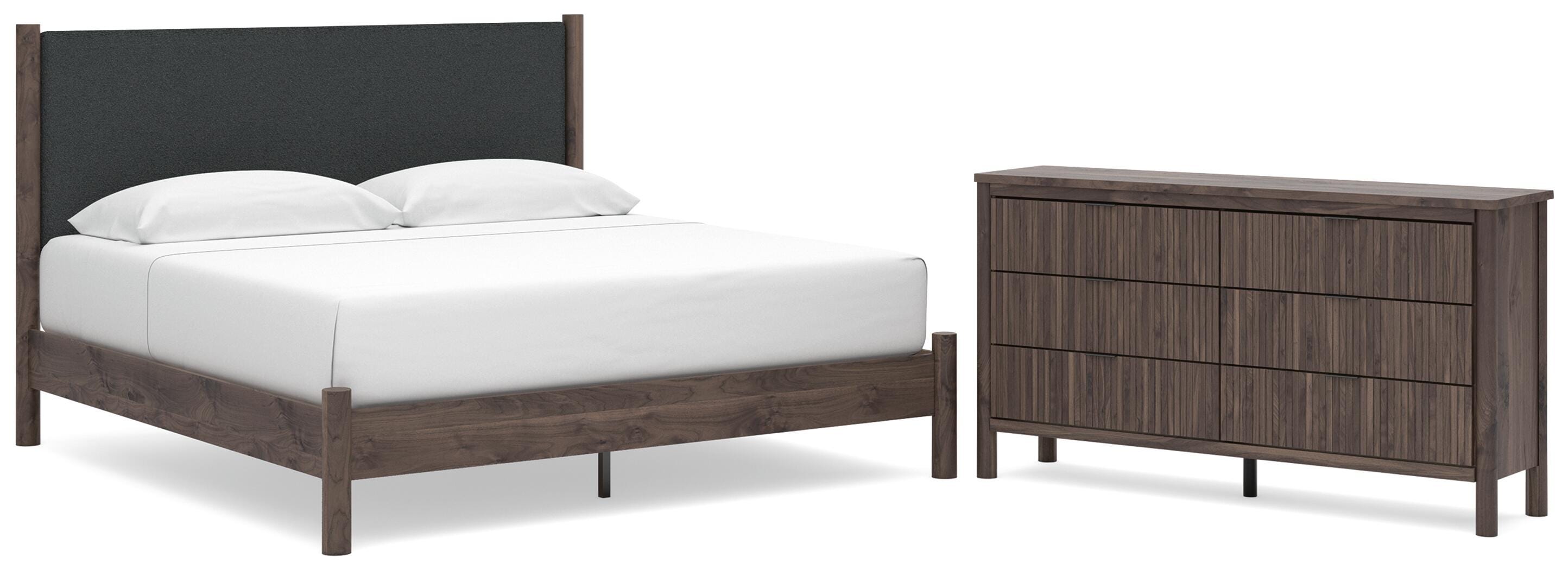 Pamytta Upholstered Panel Platform Bed and Dresser