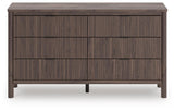 Pamytta Upholstered Panel Platform Bed, Dresser and Nightstand