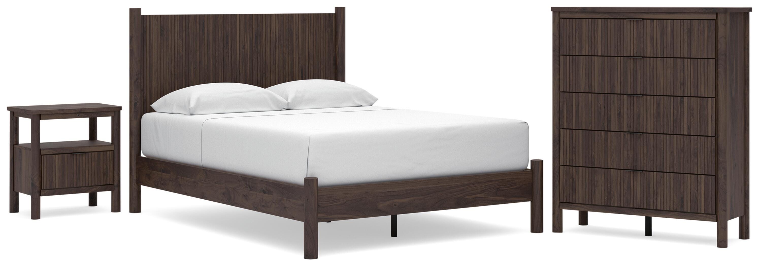 Pamytta Panel Platform Bed, Chest and Nightstand