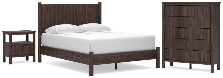 Pamytta Panel Platform Bed, Chest and Nightstand