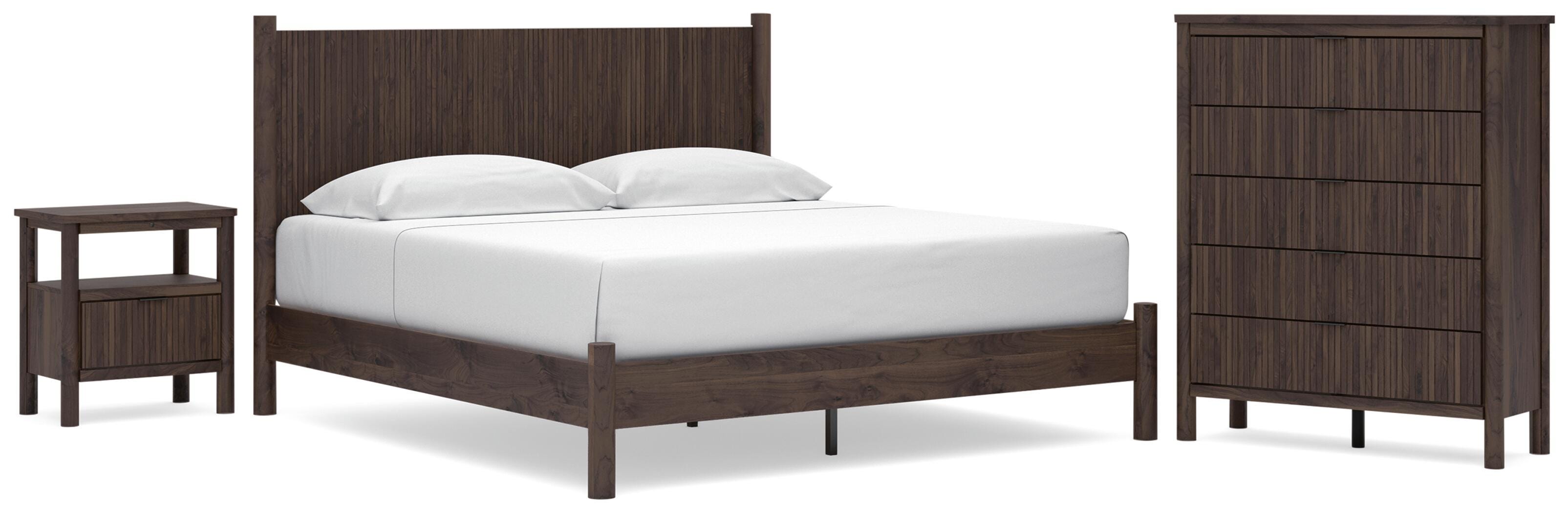 Pamytta Panel Platform Bed, Chest and Nightstand