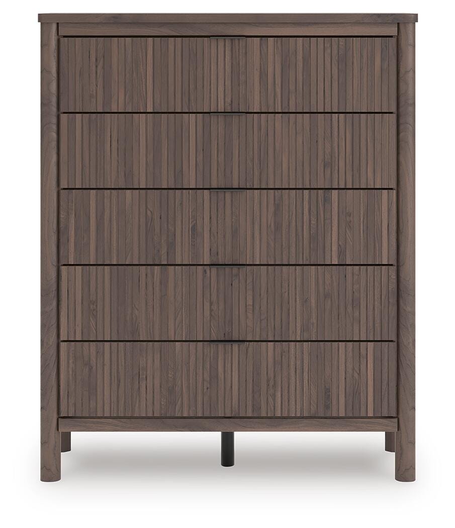 Pamytta Upholstered Panel Platform Bed, Chest and Nightstand