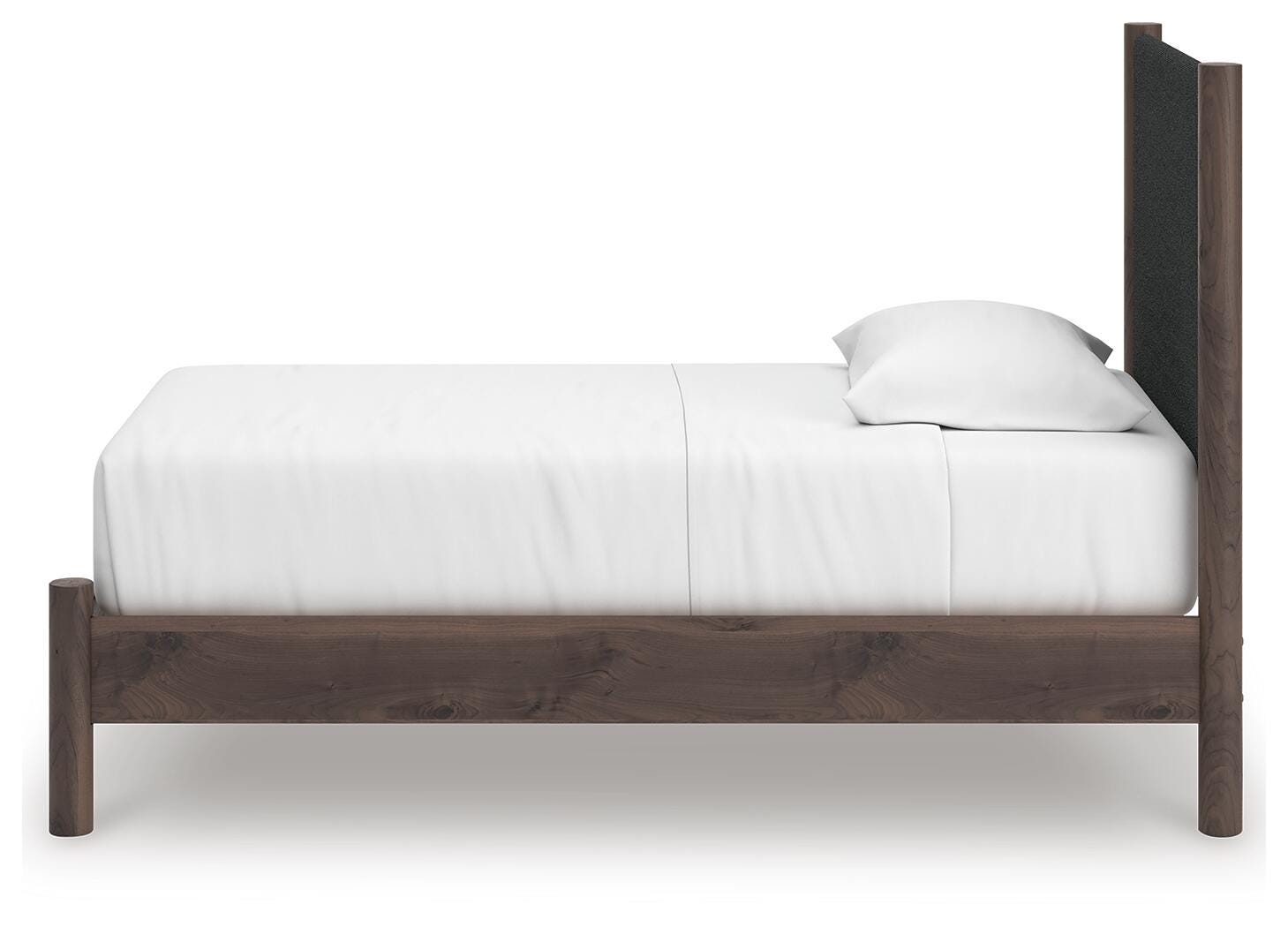 Pamytta Upholstered Panel Platform Bed, Dresser, Mirror and Nightstand