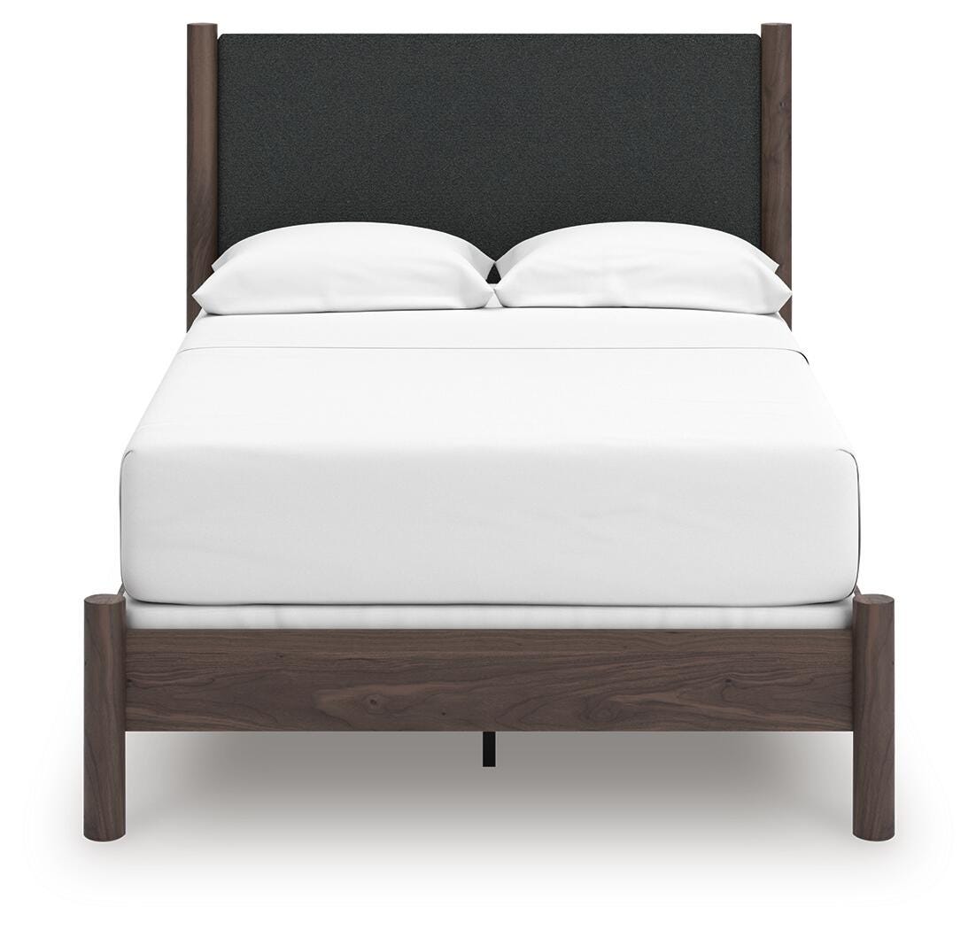 Pamytta Upholstered Panel Bed, Dresser, Mirror and Chest