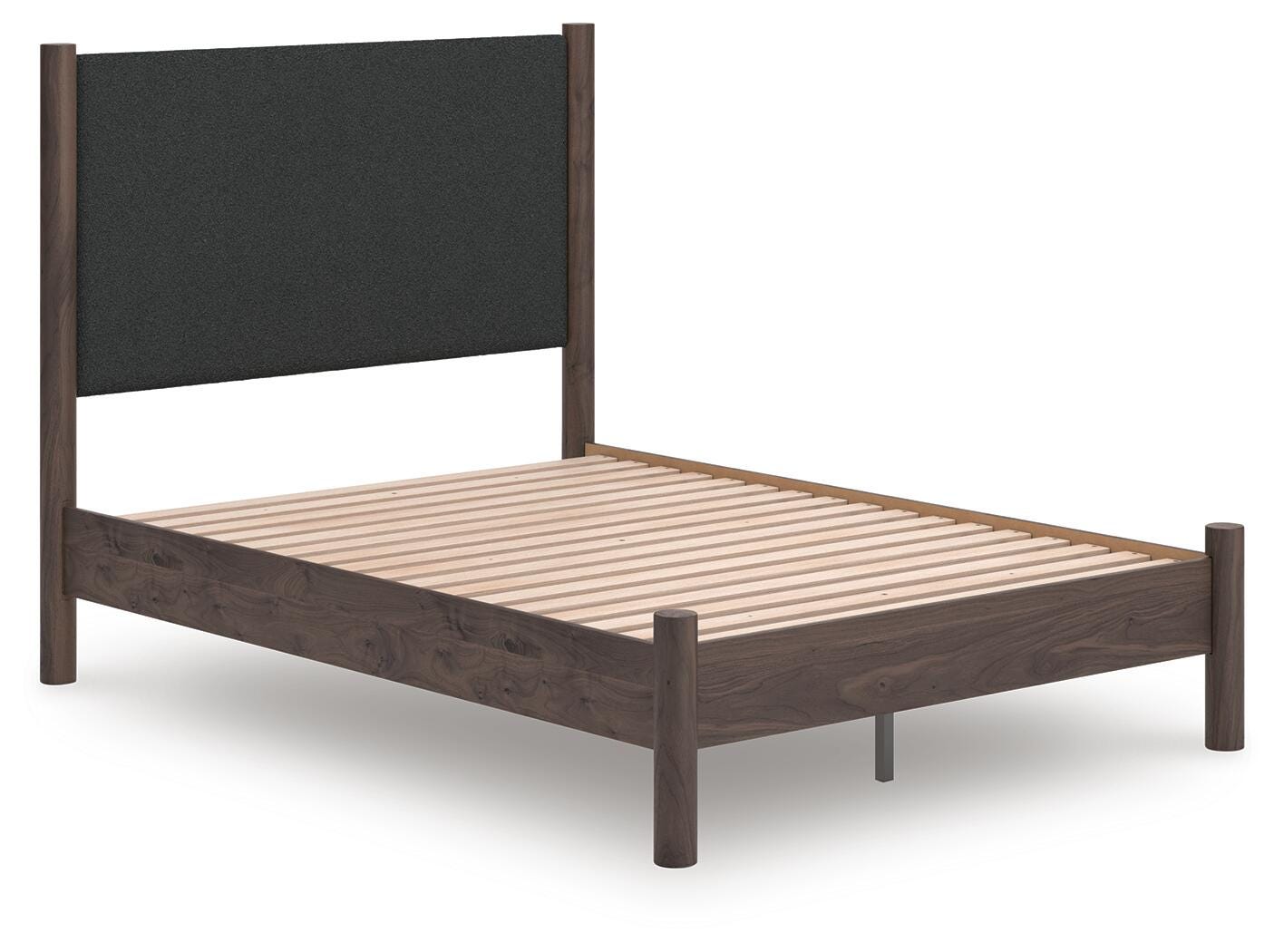 Pamytta Upholstered Panel Platform Bed, Dresser, Mirror and Nightstand