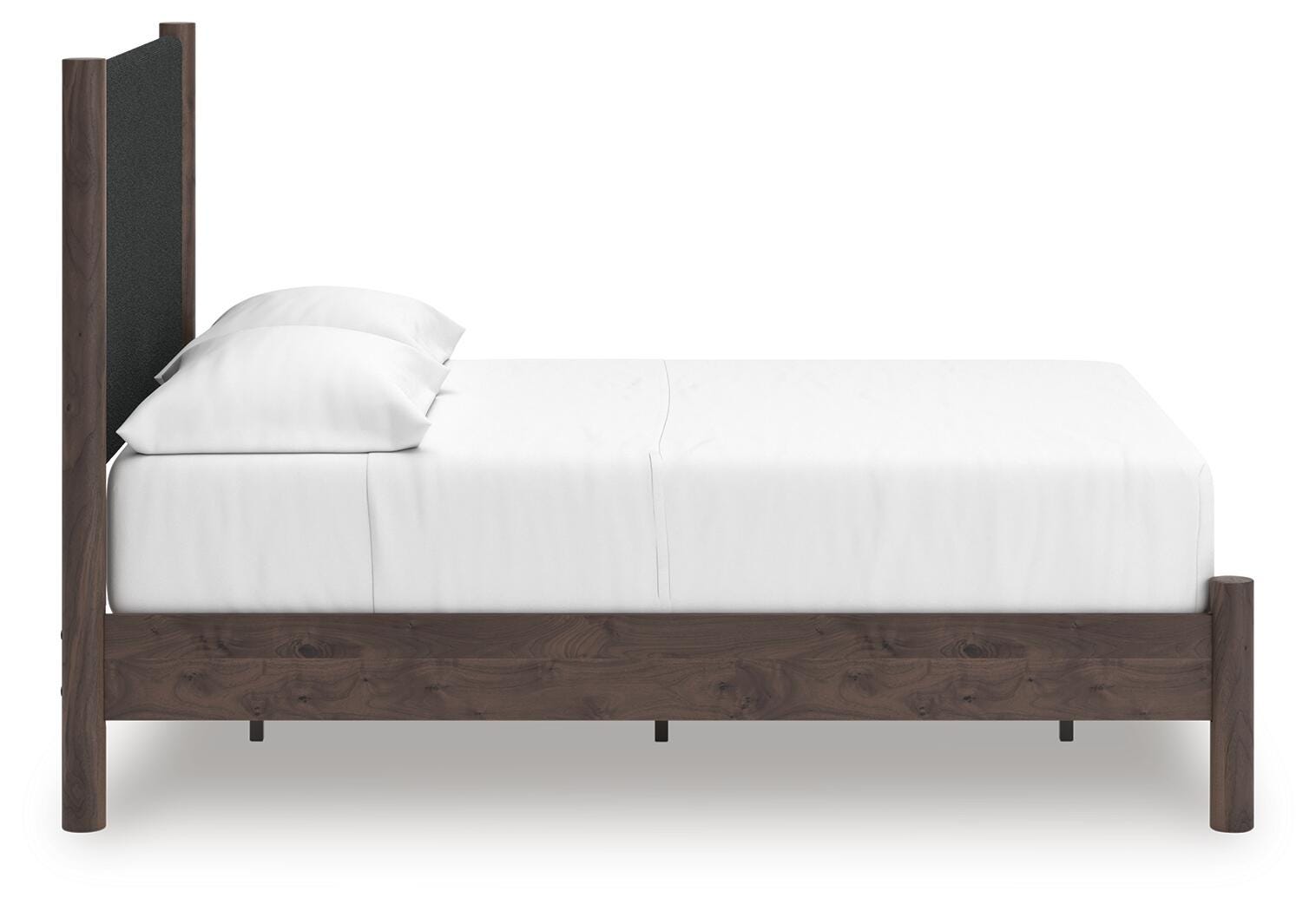 Pamytta Upholstered Panel Platform Bed, Dresser, Mirror and Chest
