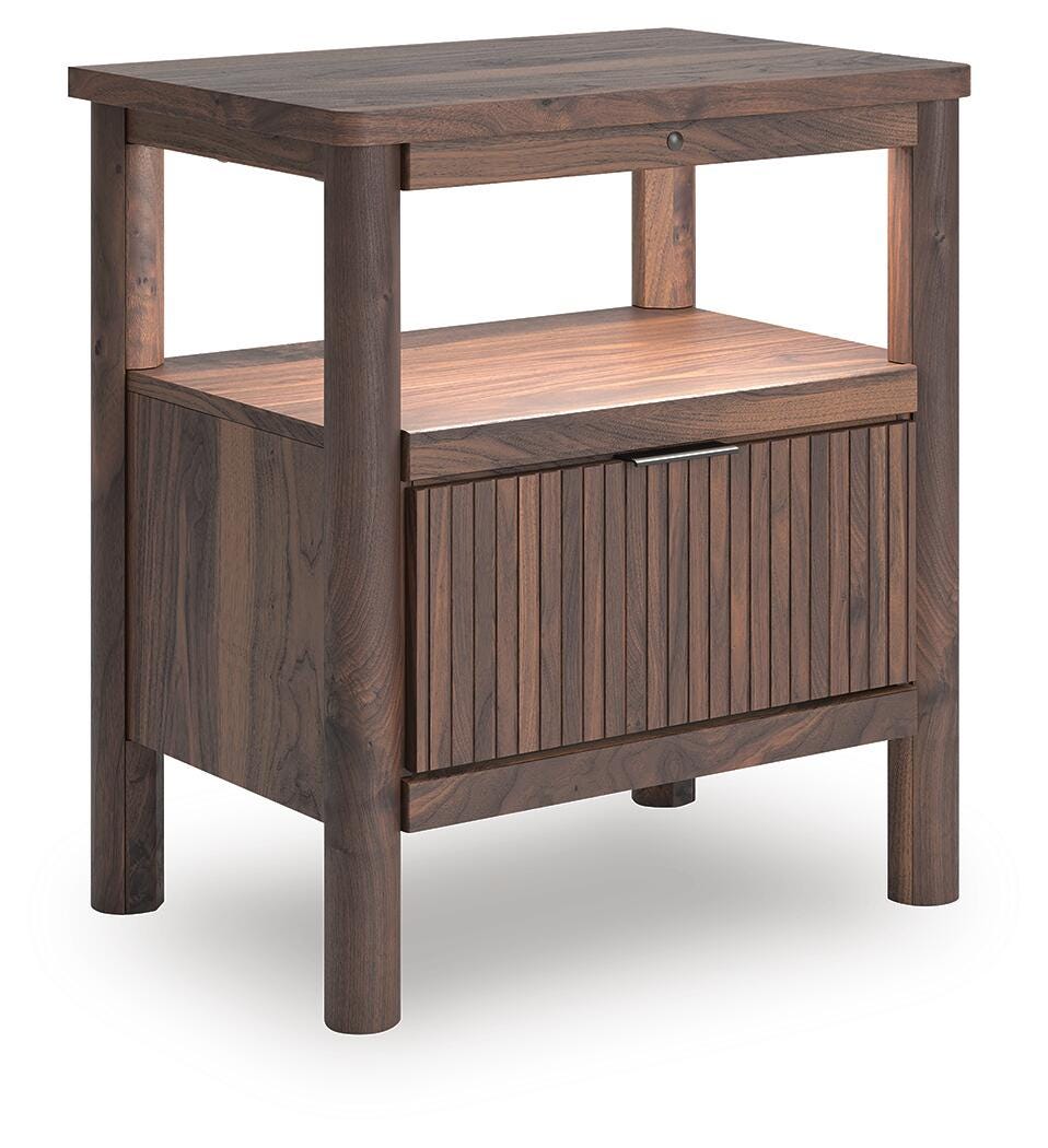 Pamytta Upholstered Panel Bed, Dresser, Mirror and Nightstand