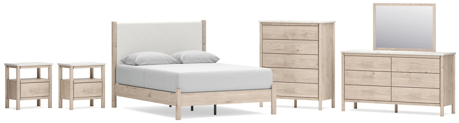 Cadmori Panel Bed, Dresser, Mirror, Chest and 2 Nightstands
