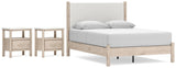 Cadmori Upholstered Panel Bed and 2 Nightstands