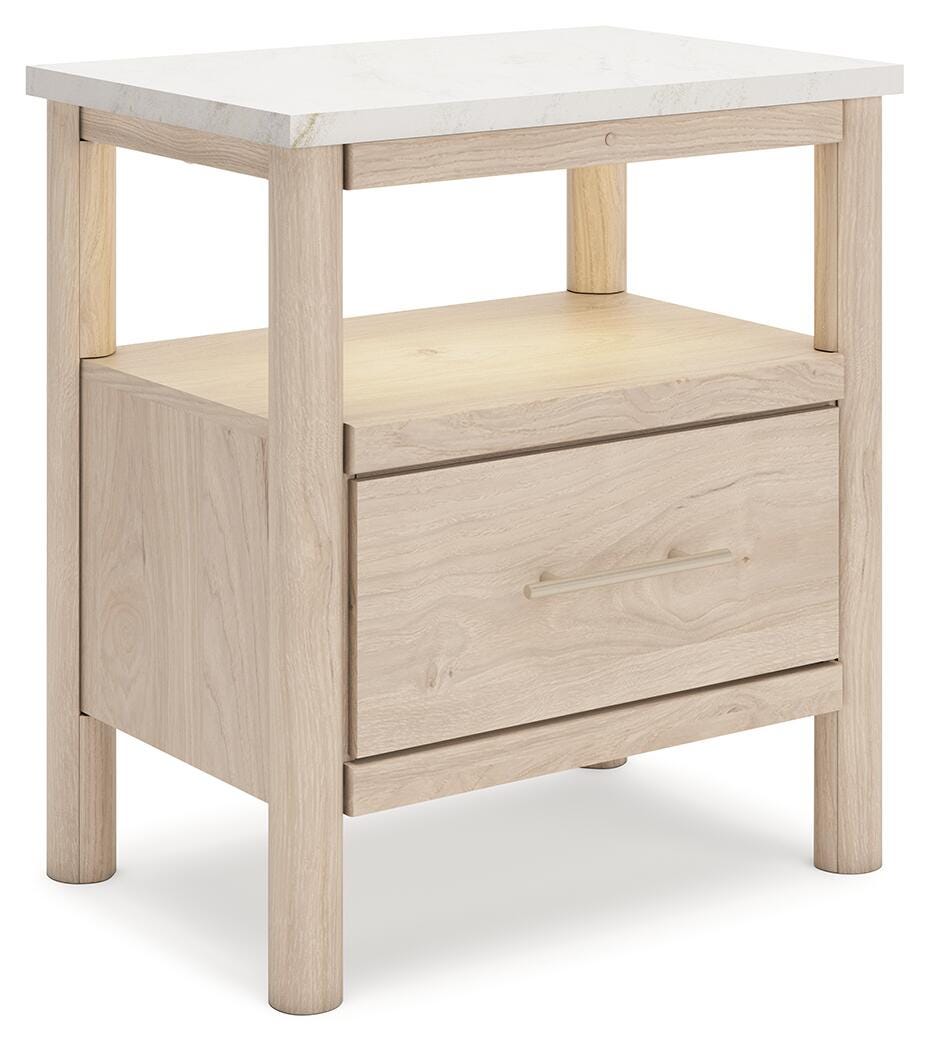 Cadmori Upholstered Panel Bed and 2 Nightstands