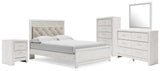 Altyra Upholstered Panel Bed, Dresser, Mirror, Chest and Nightstand