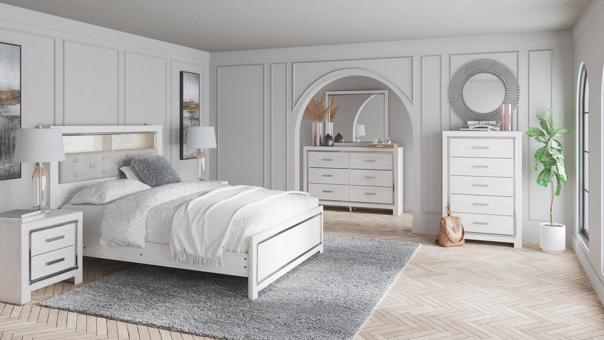 Altyra Panel Bookcase Bed with Mirrored Dresser