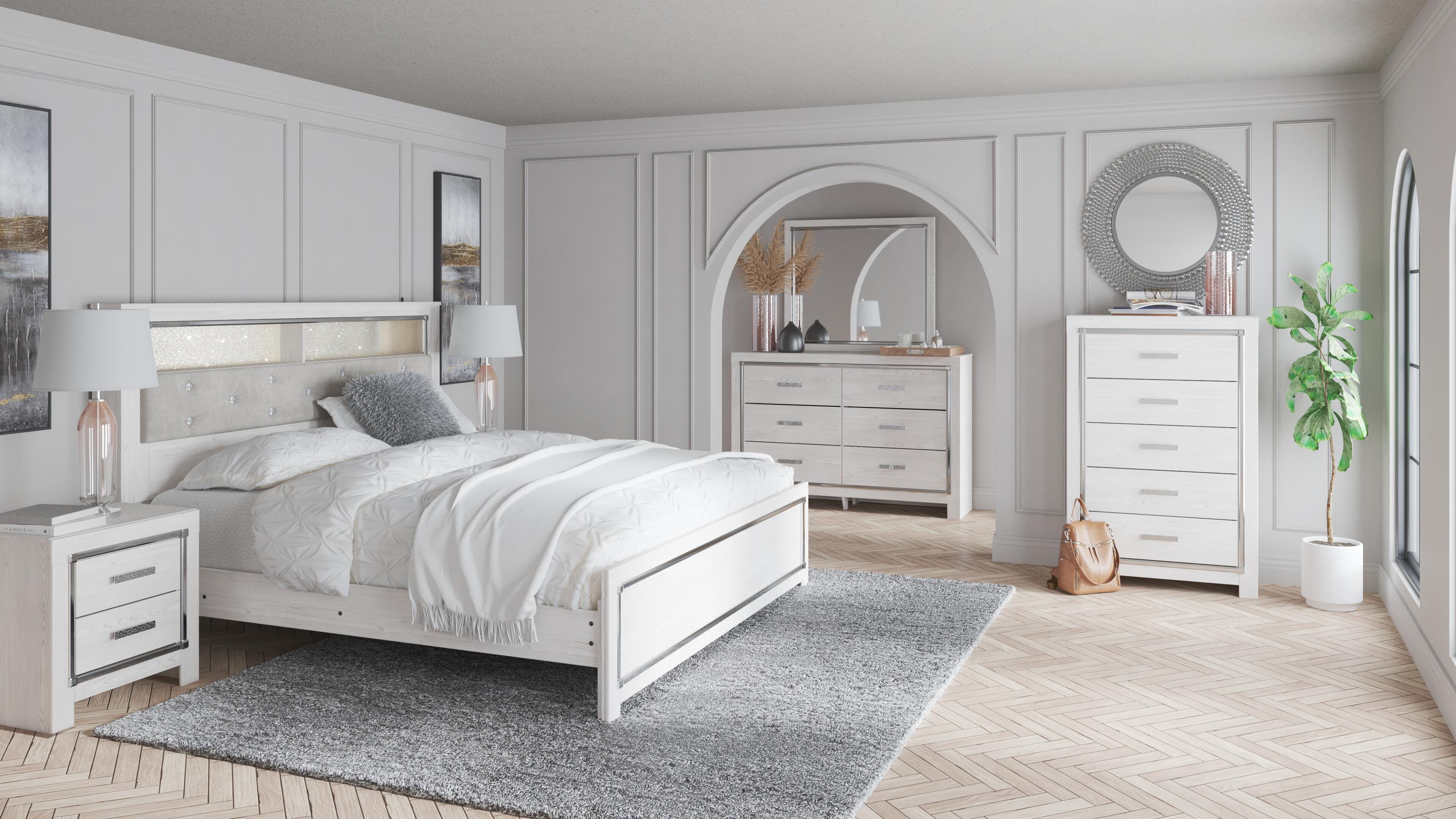 Altyra Panel Bookcase Bed with Mirrored Dresser