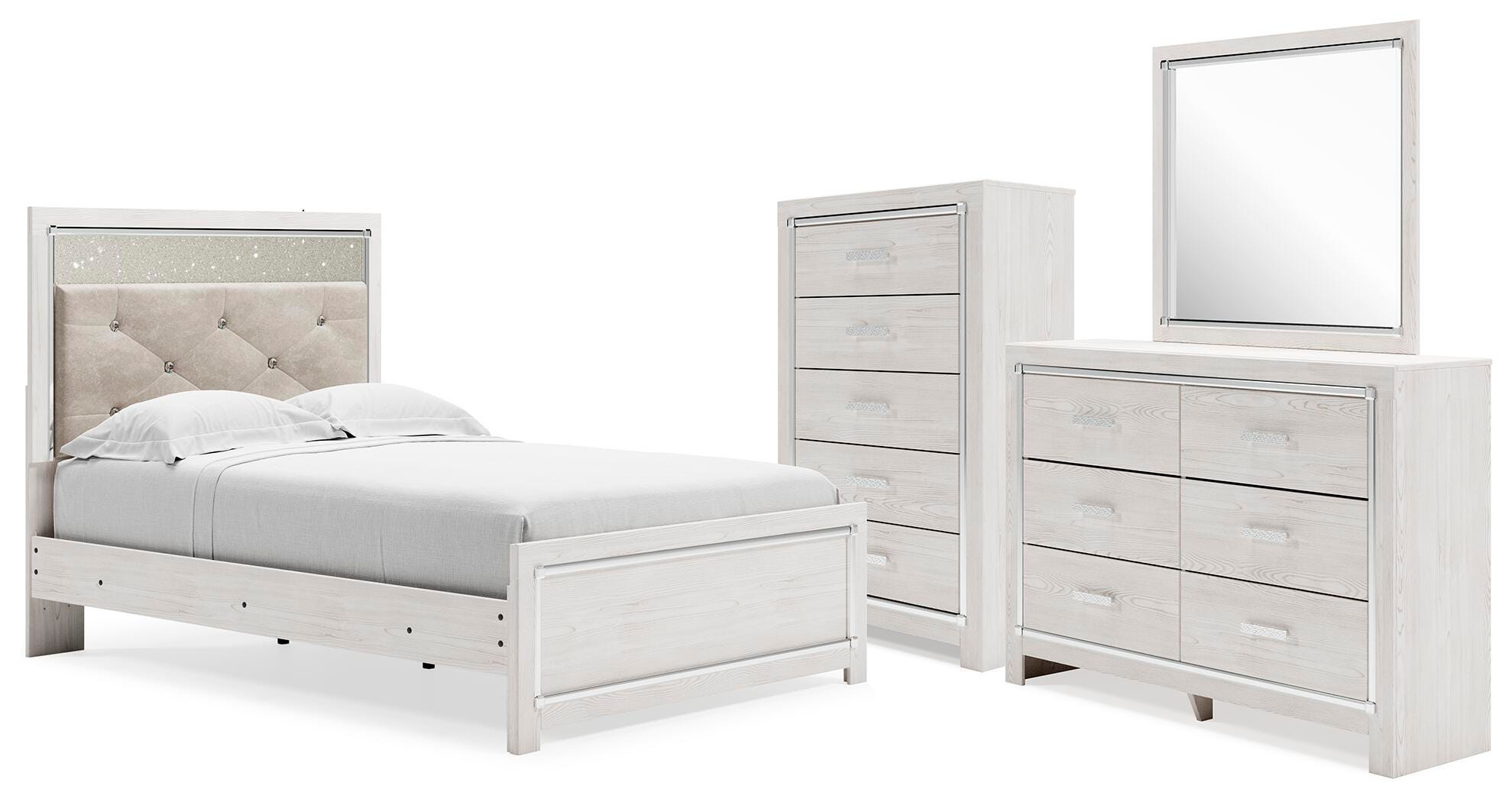 Altyra Panel Bed with Mirrored Dresser and Chest