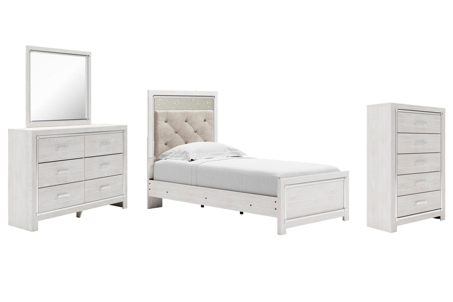 Altyra Panel Bed with Mirrored Dresser and Chest