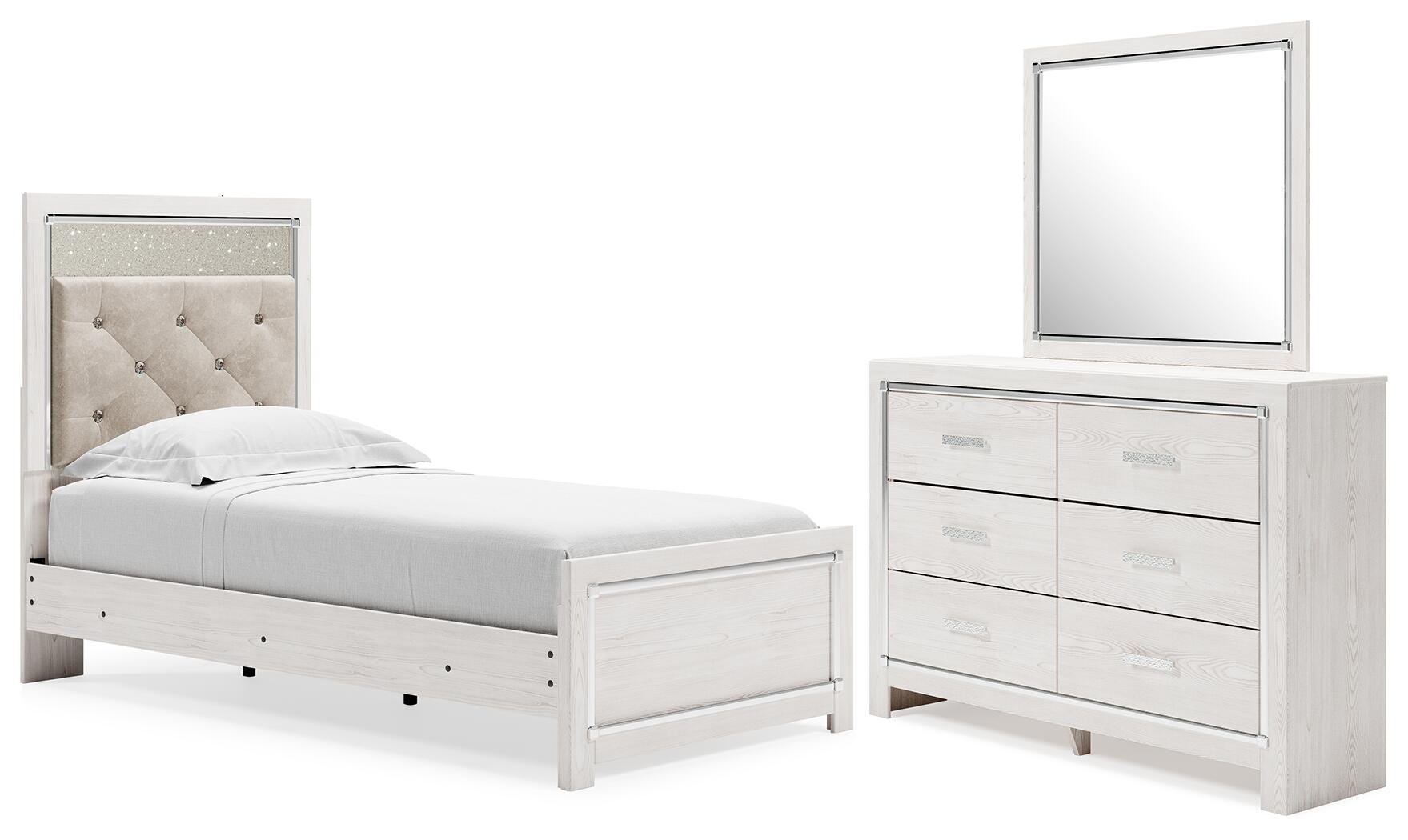Altyra Panel Bed with Mirrored Dresser