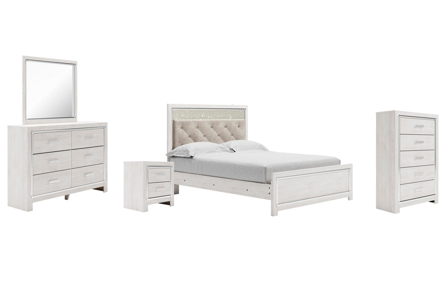 Altyra Panel Bed with Mirrored Dresser, Chest and Nightstand