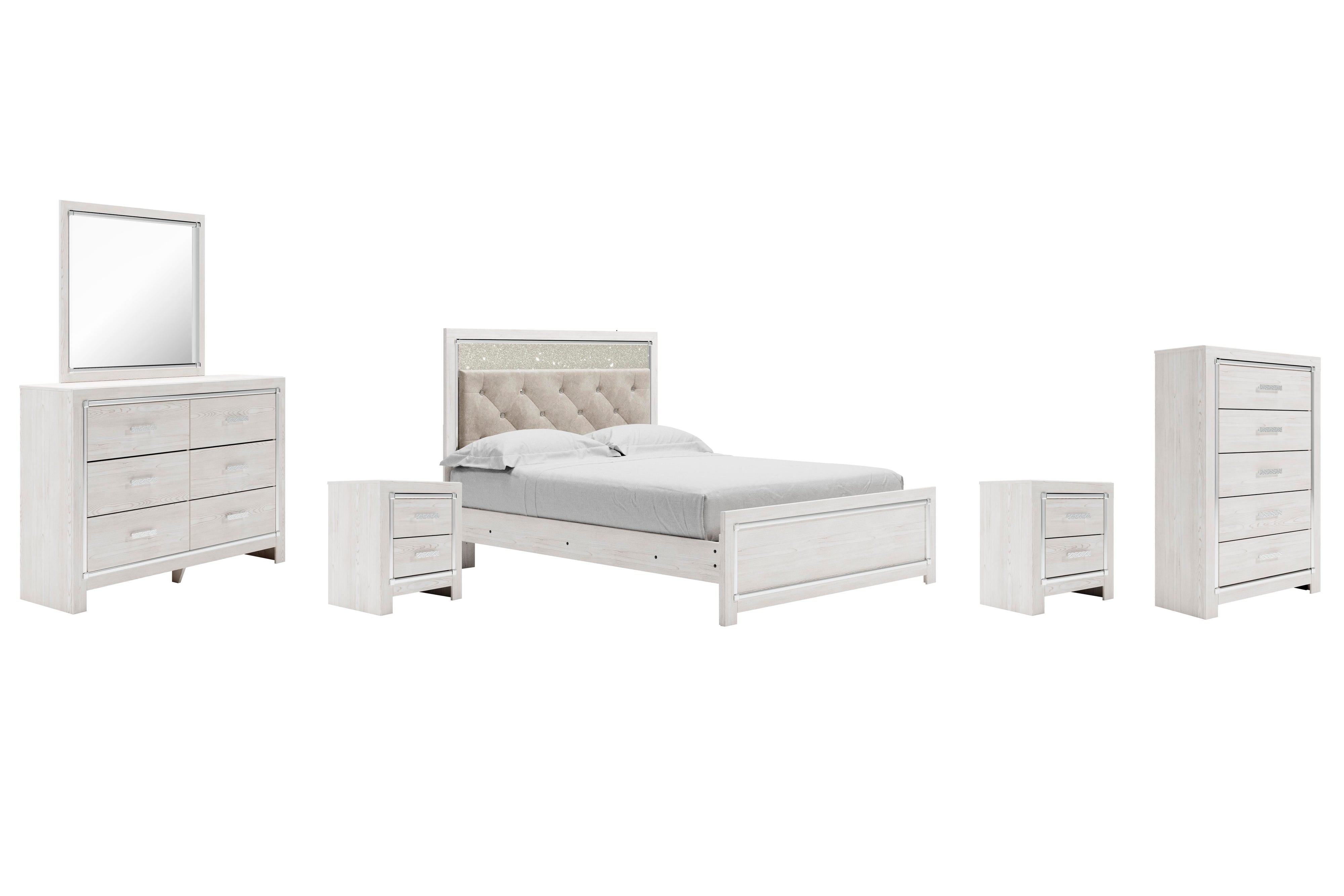 Altyra Panel Bed, Dresser, Mirror, Chest and 2 Nightstands
