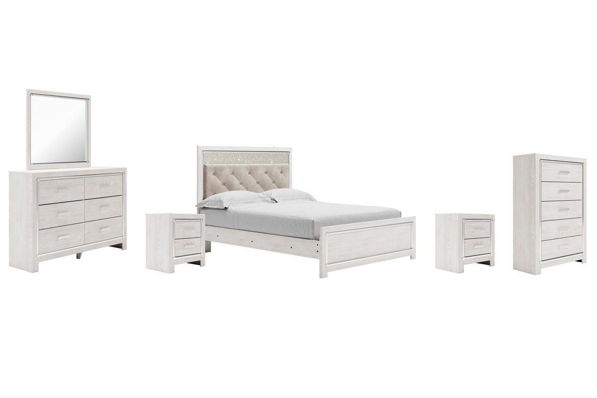 Altyra Panel Bed, Dresser, Mirror, Chest and 2 Nightstands
