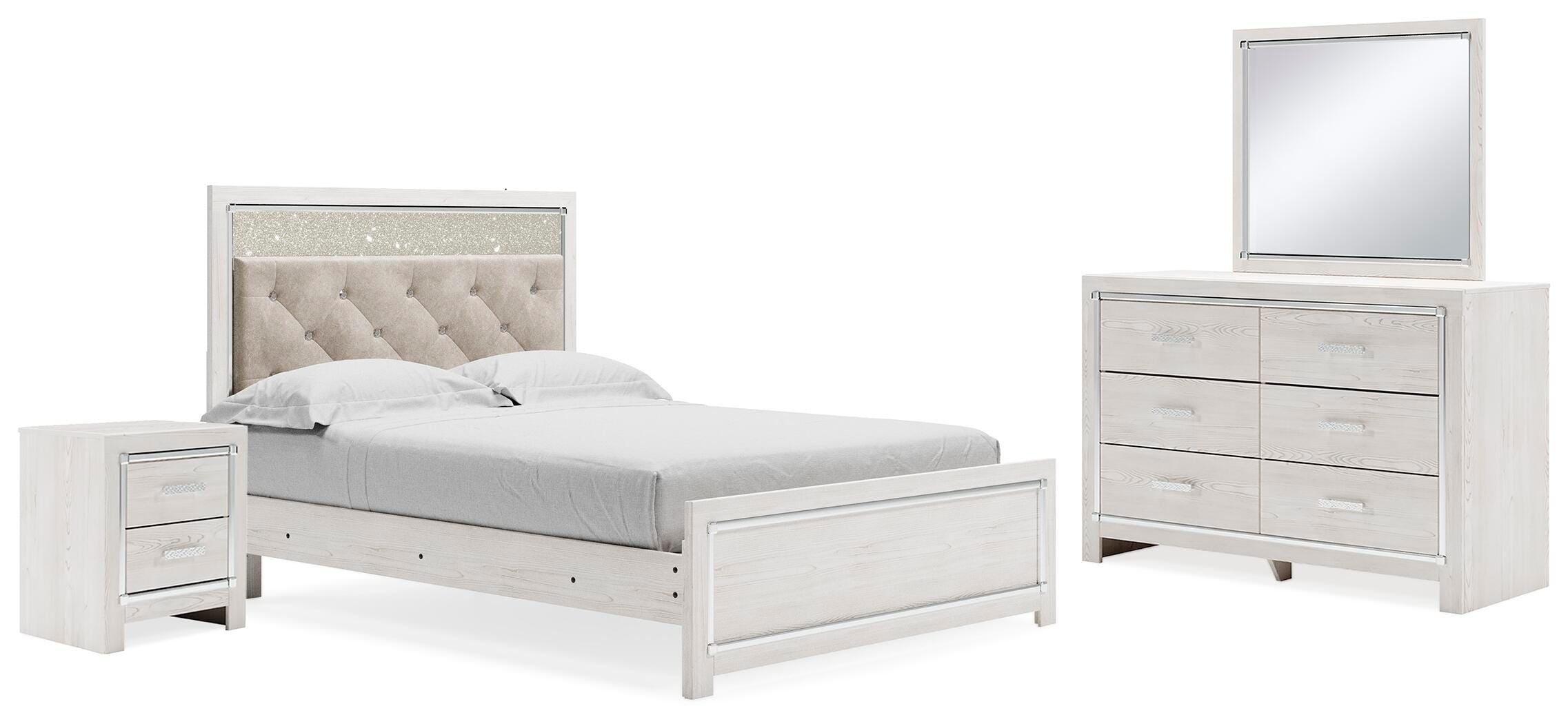 Altyra Panel Bed, Dresser, Mirror and Nightstand