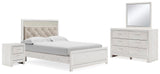 Altyra Upholstered Panel Bed, Dresser, Mirror, and Nightstand