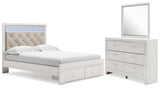 Altyra Upholstered Panel Storage Bed, Dresser and Mirror