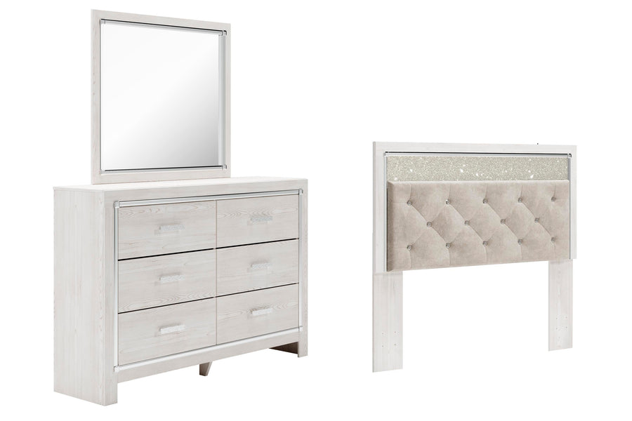 Altyra Panel Headboard with Mirrored Dresser