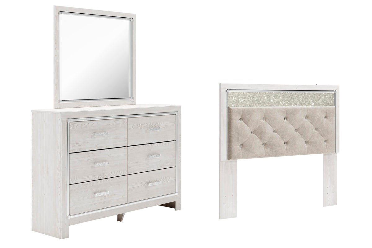 Altyra Panel Headboard with Mirrored Dresser