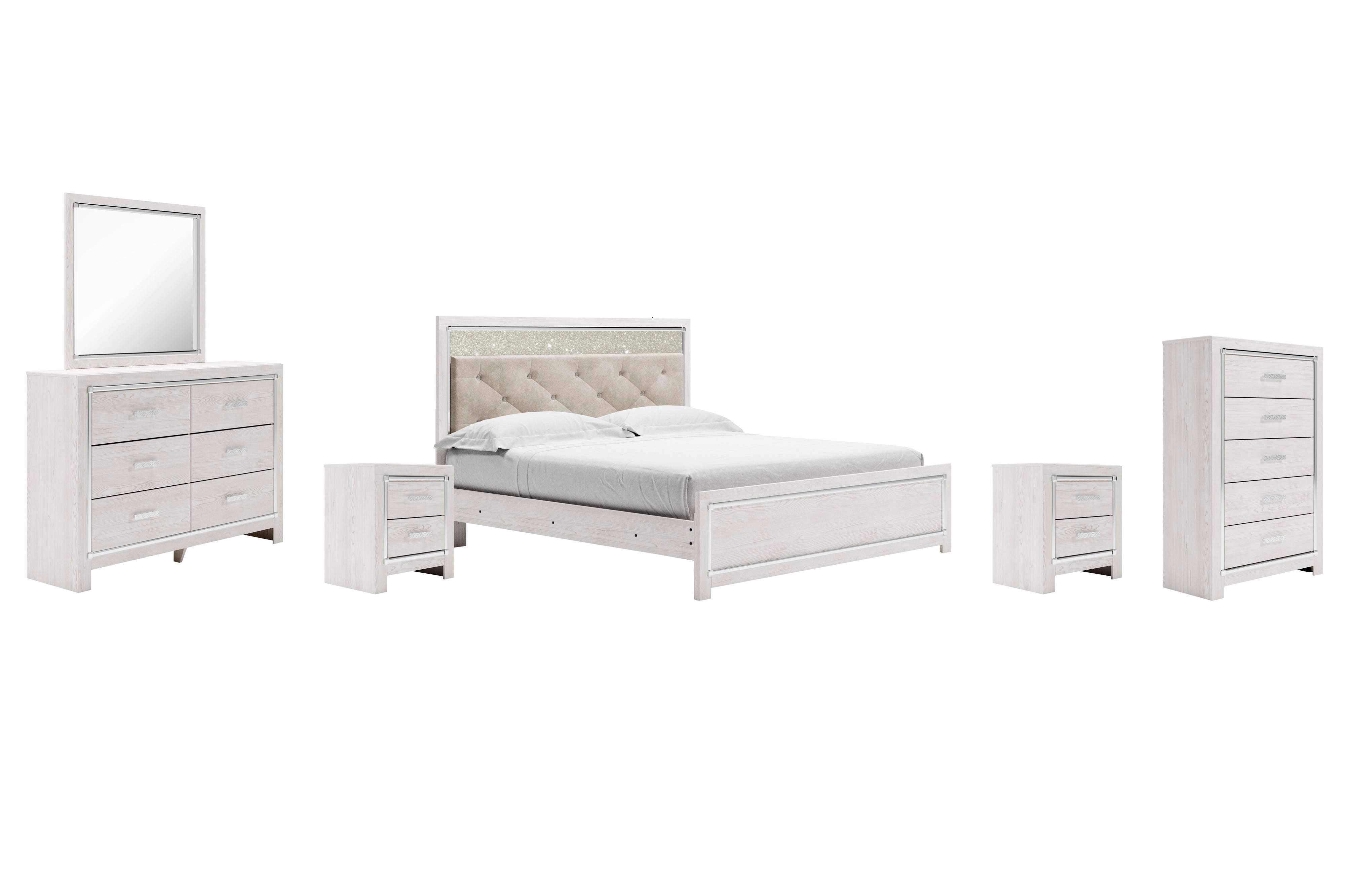 Altyra Panel Bed, Dresser, Mirror, Chest and 2 Nightstands