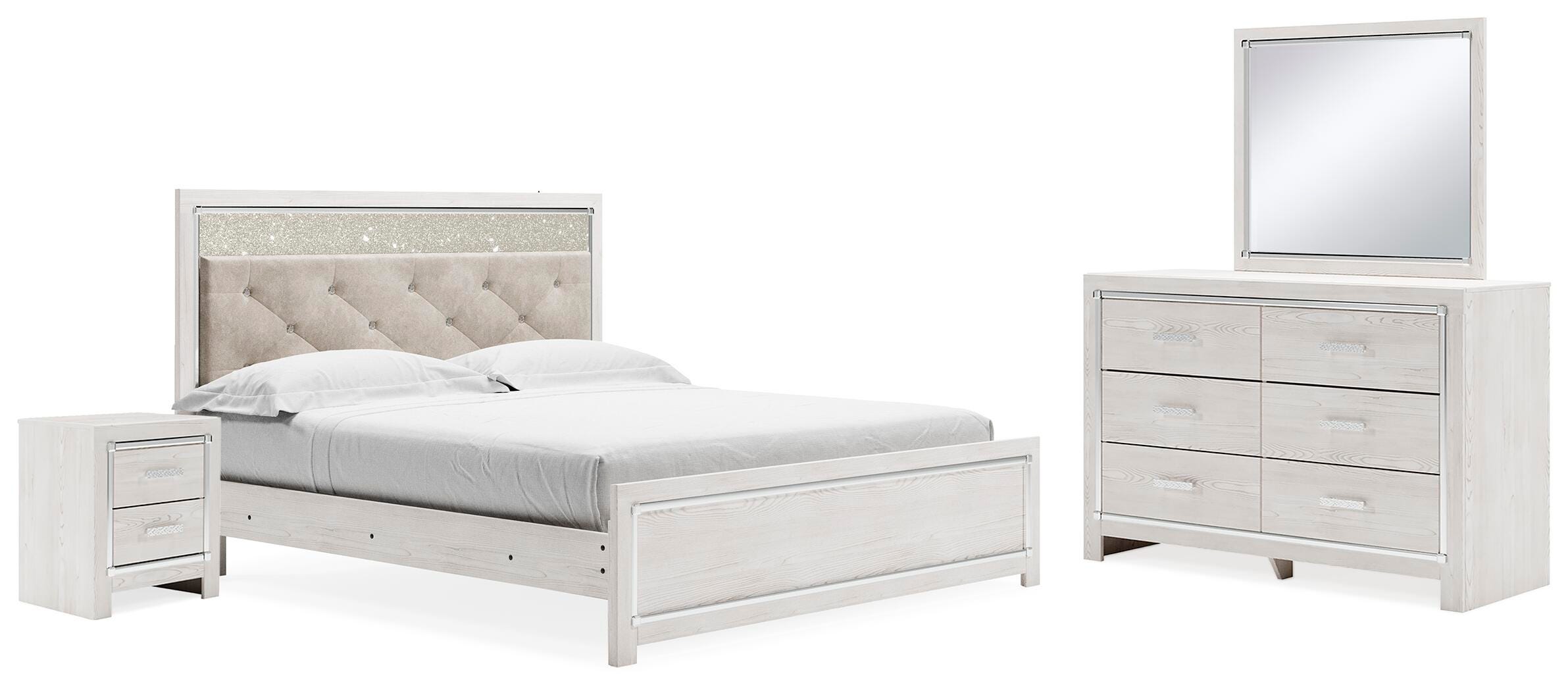 Altyra Panel Bed, Dresser, Mirror and Nightstand