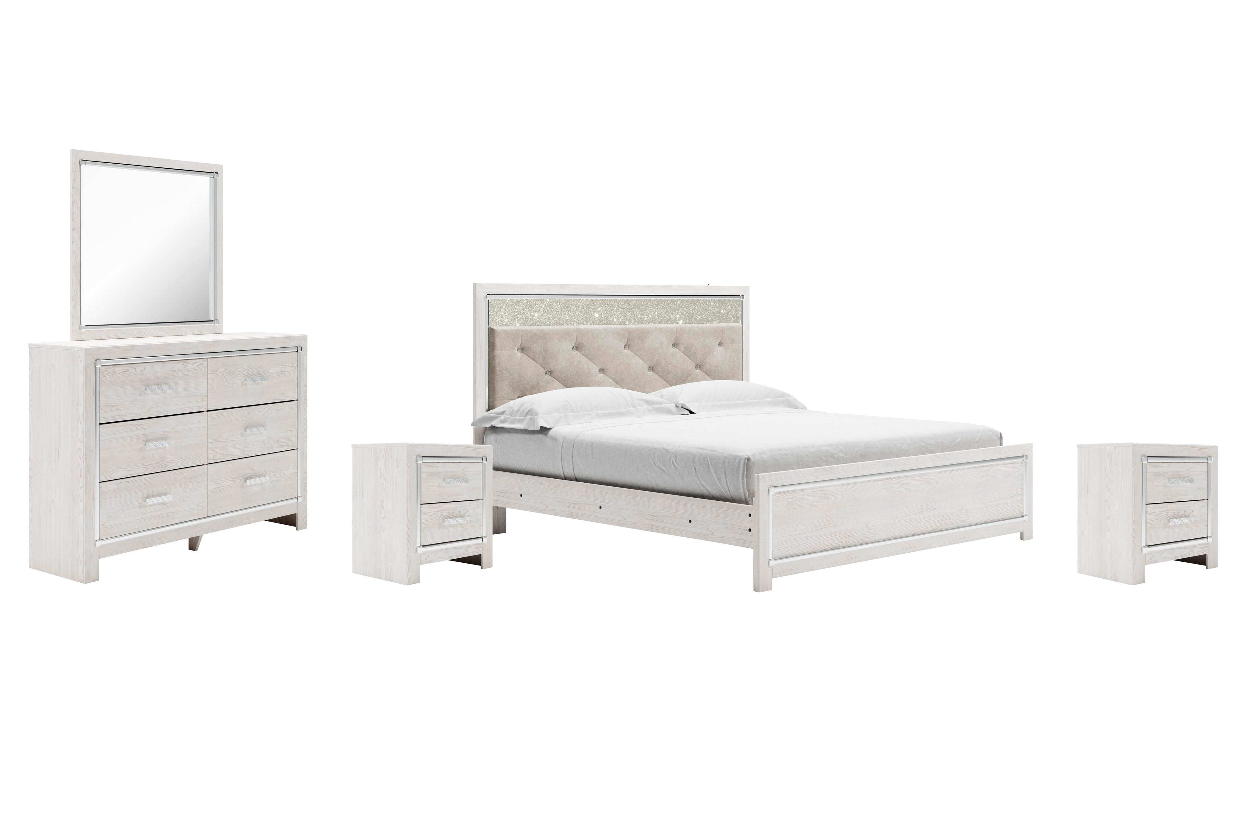 Altyra Panel Bed, Dresser, Mirror and 2 Nightstands