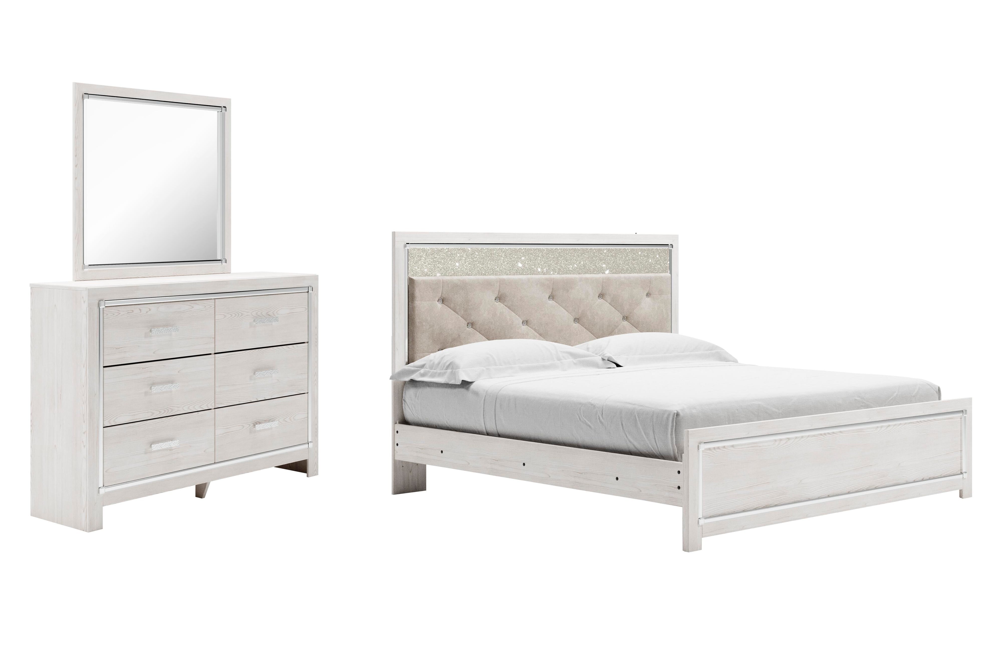 Altyra Panel Bed with Mirrored Dresser