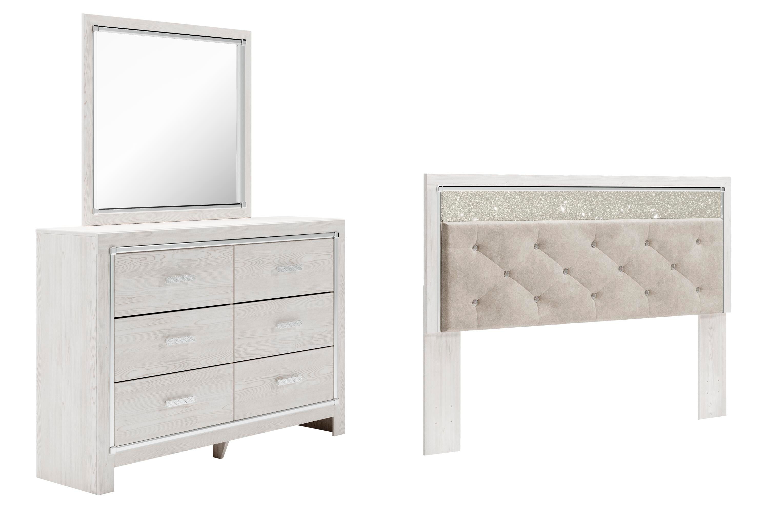 Altyra Panel Headboard with Mirrored Dresser
