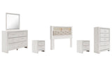 Altyra Bookcase Headboard with Mirrored Dresser, Chest and 2 Nightstands