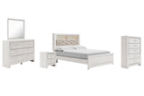Altyra Panel Bookcase Bed with Mirrored Dresser, Chest and Nightstand