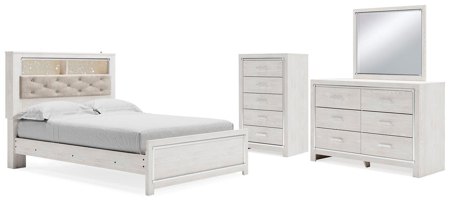 Altyra Bookcase Panel Bed, Dresser, Mirror and Chest