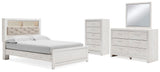 Altyra Bookcase Panel Bed, Dresser, Mirror and Chest