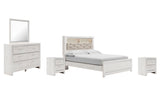 Altyra Panel Bookcase Bed with Mirrored Dresser and 2 Nightstands