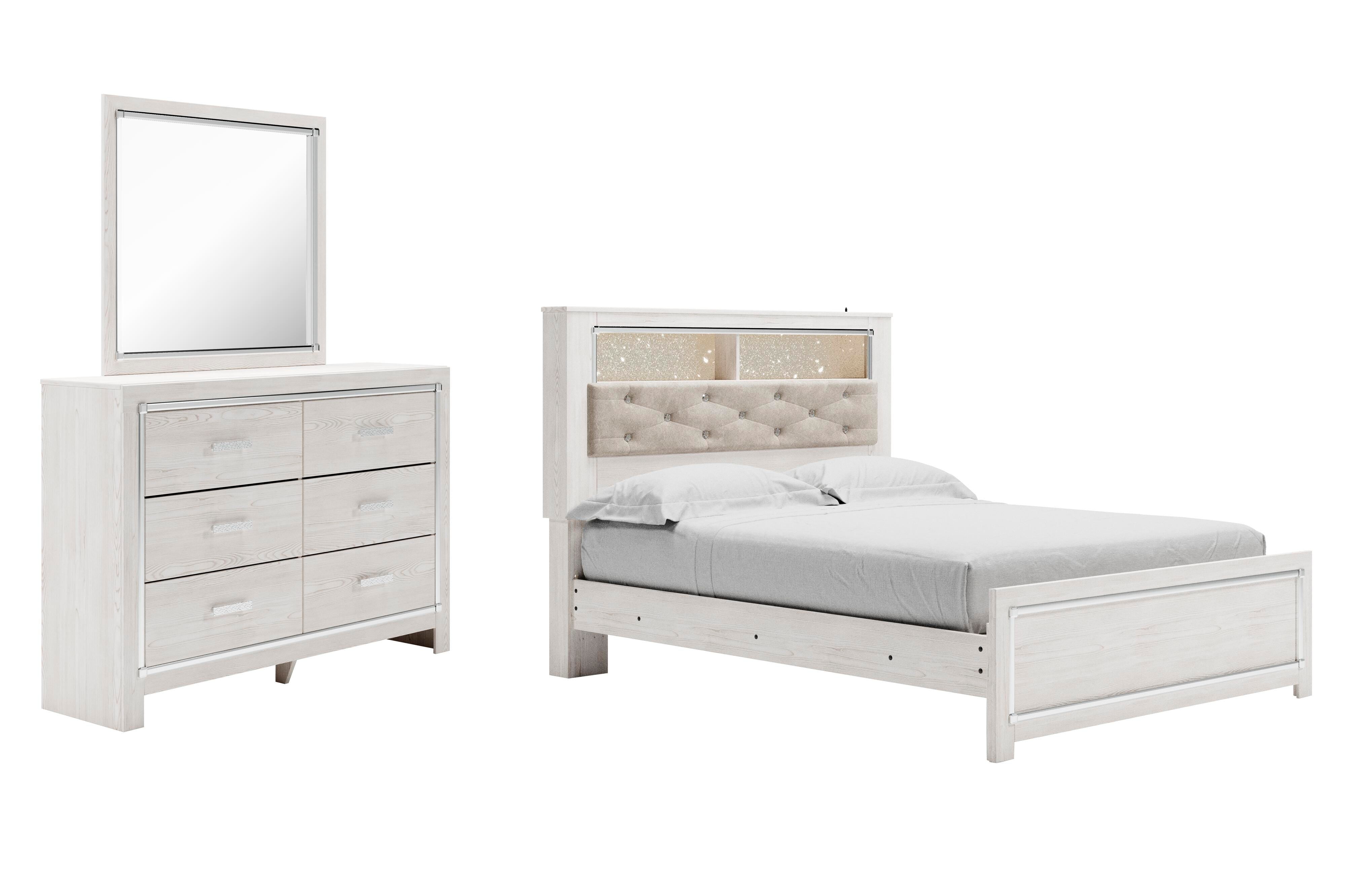 Altyra Panel Bookcase Bed with Mirrored Dresser