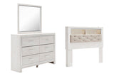 Altyra Bookcase Headboard with Mirrored Dresser