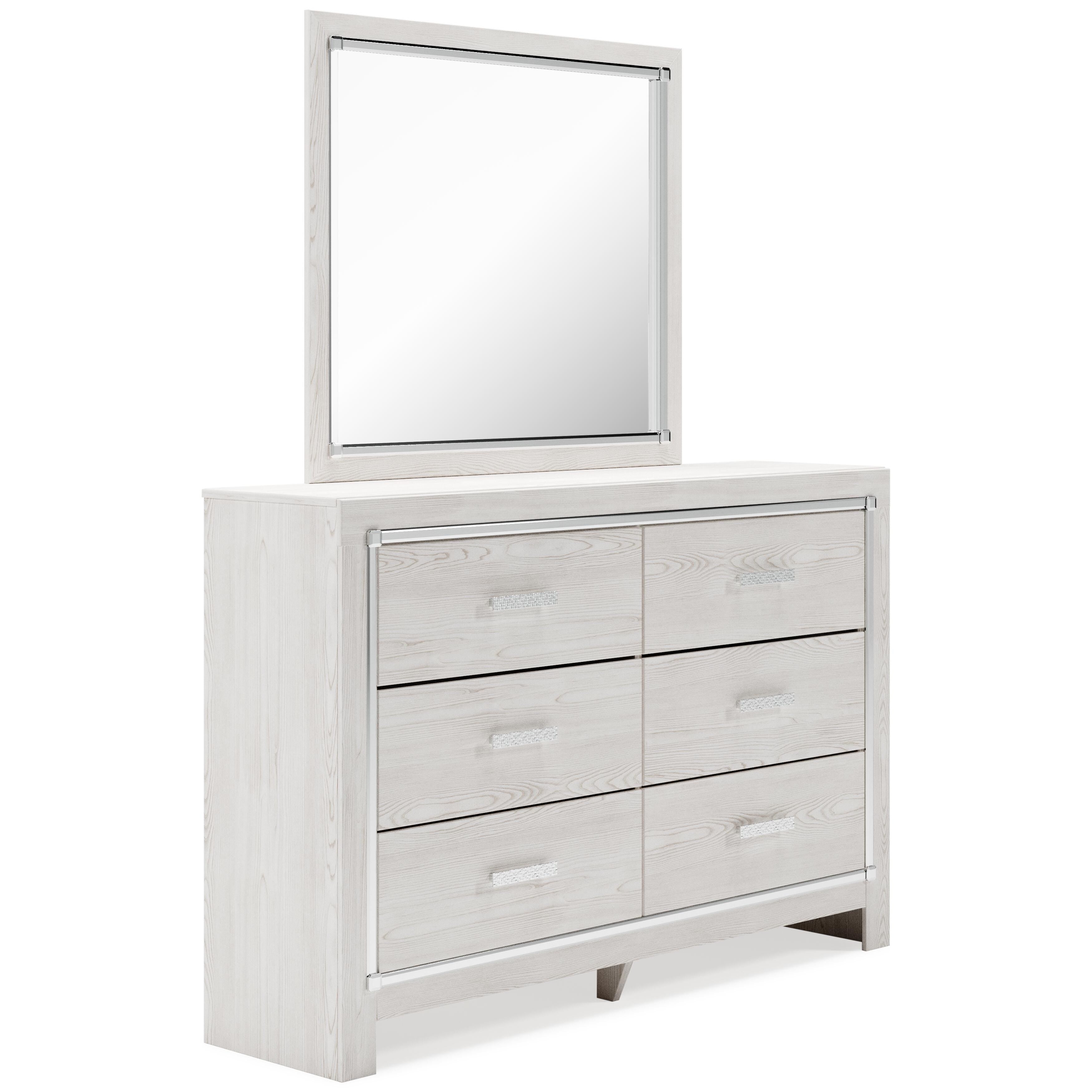 Altyra Bookcase Headboard with Mirrored Dresser and 2 Nightstands