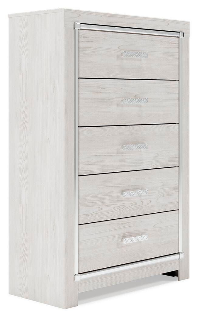 Altyra Upholstered Panel Bed, Dresser, Mirror, Chest and Nightstand