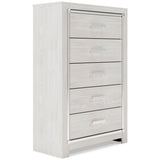 Altyra Panel Bookcase Bed with Mirrored Dresser, Chest and 2 Nightstands