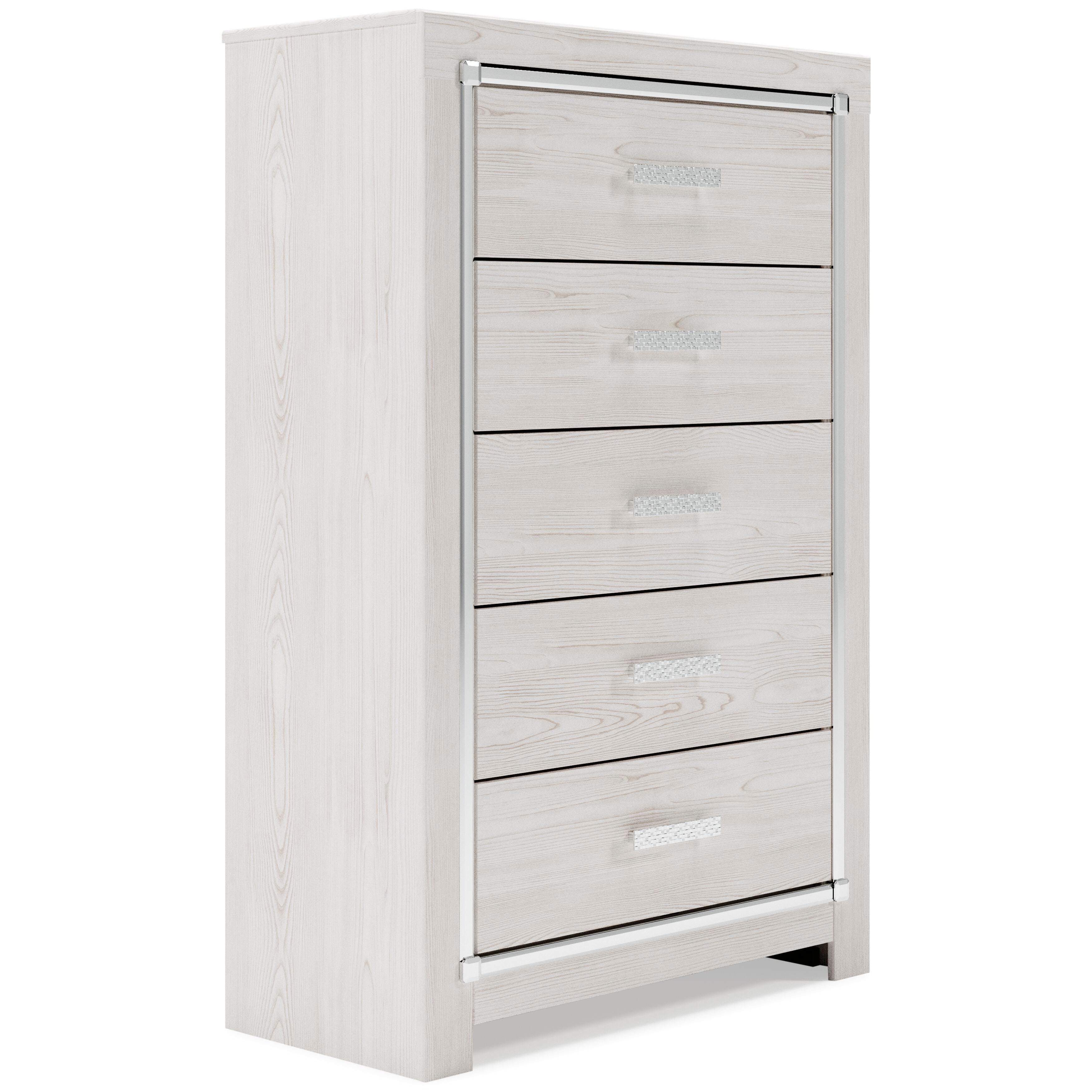 Altyra Panel Bed with Mirrored Dresser and Chest