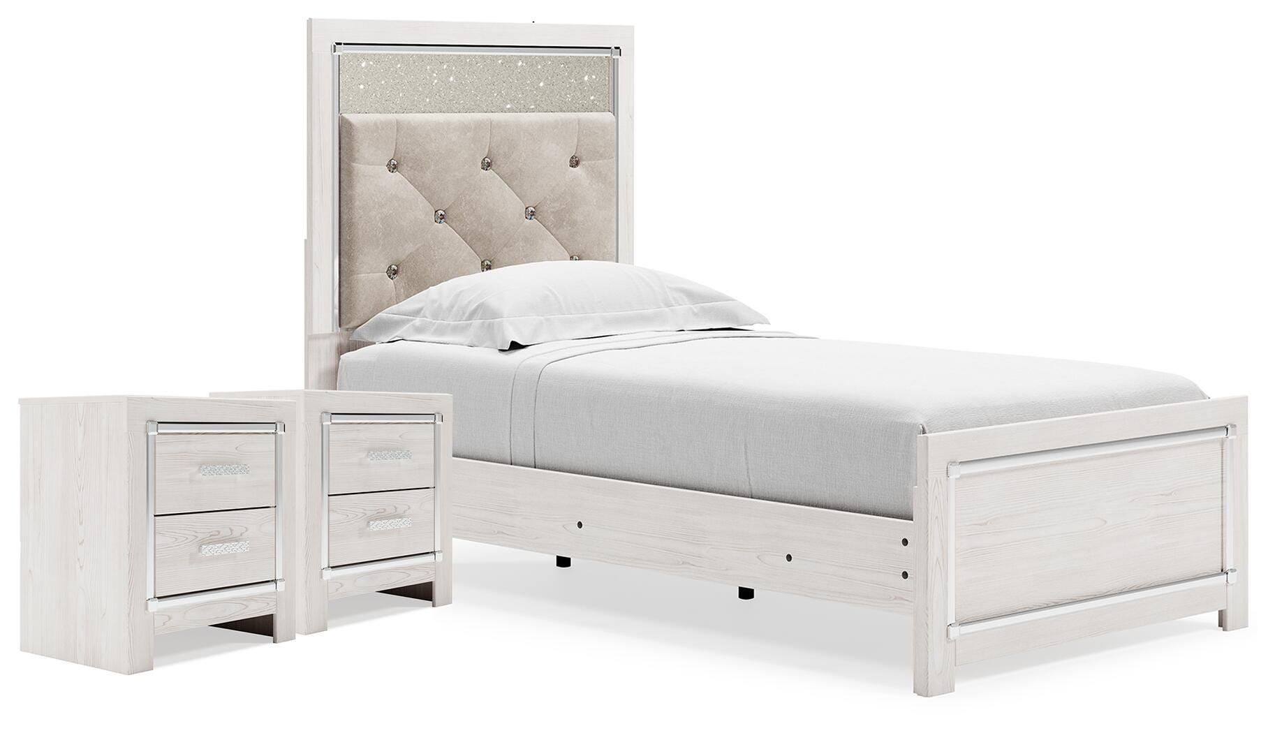 Altyra Upholstered Panel Bed and 2 Nightstands