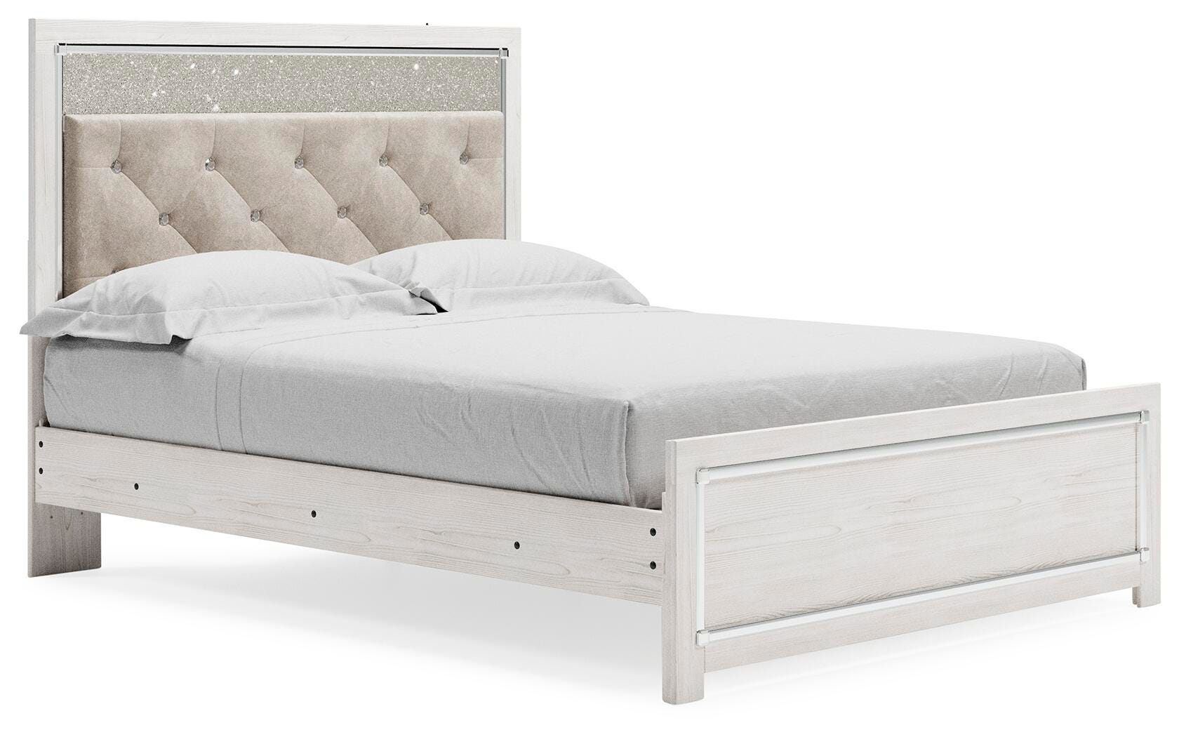 Altyra Upholstered Panel Bed, Dresser, Mirror, and Nightstand