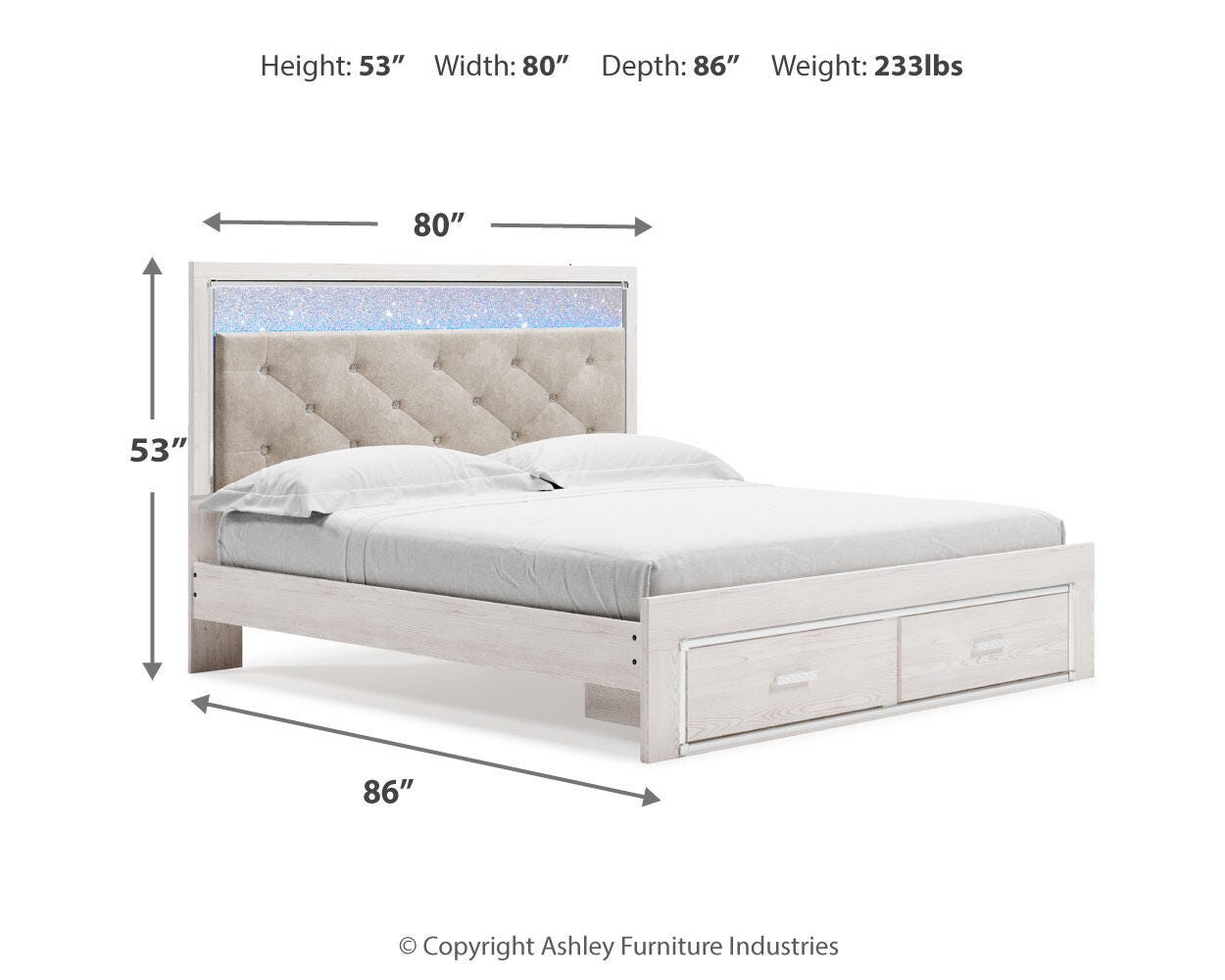 Altyra Upholstered Storage Bed, Dresser, Mirror and 2 Nightstands