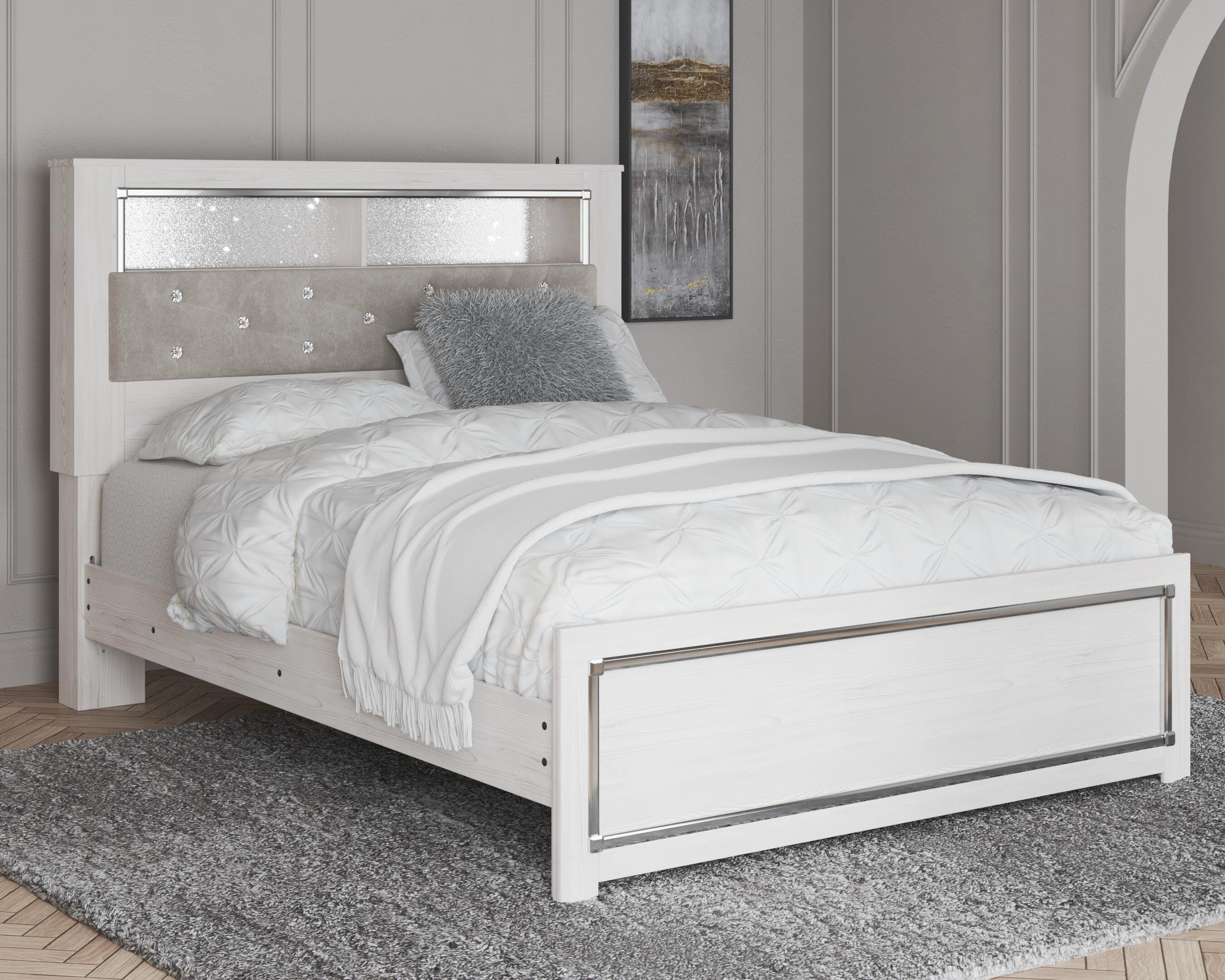 Altyra Bookcase Panel Bed, Dresser, Mirror and Chest