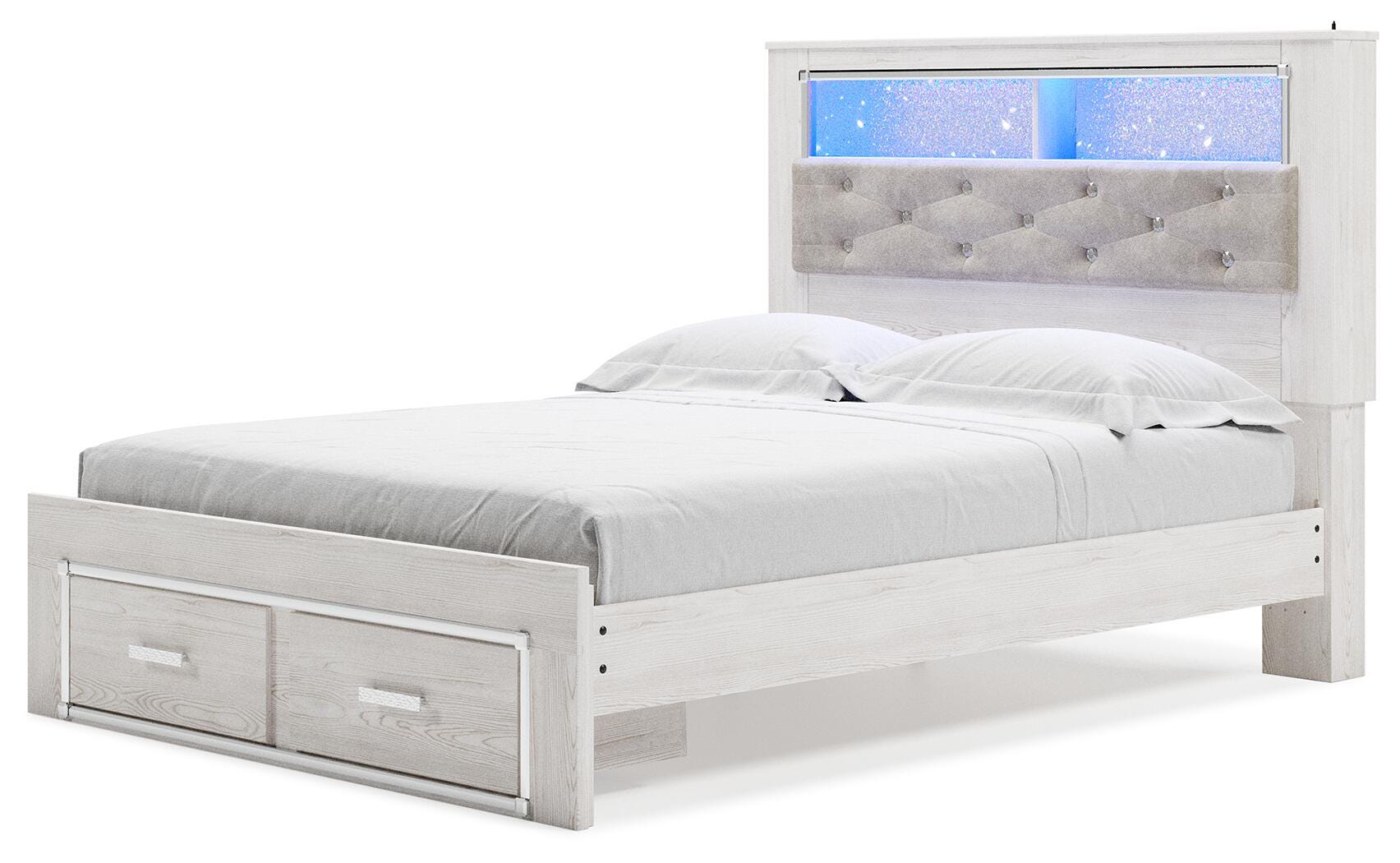 Altyra Upholstered Storage Bed, Dresser, Mirror and 2 Nightstands