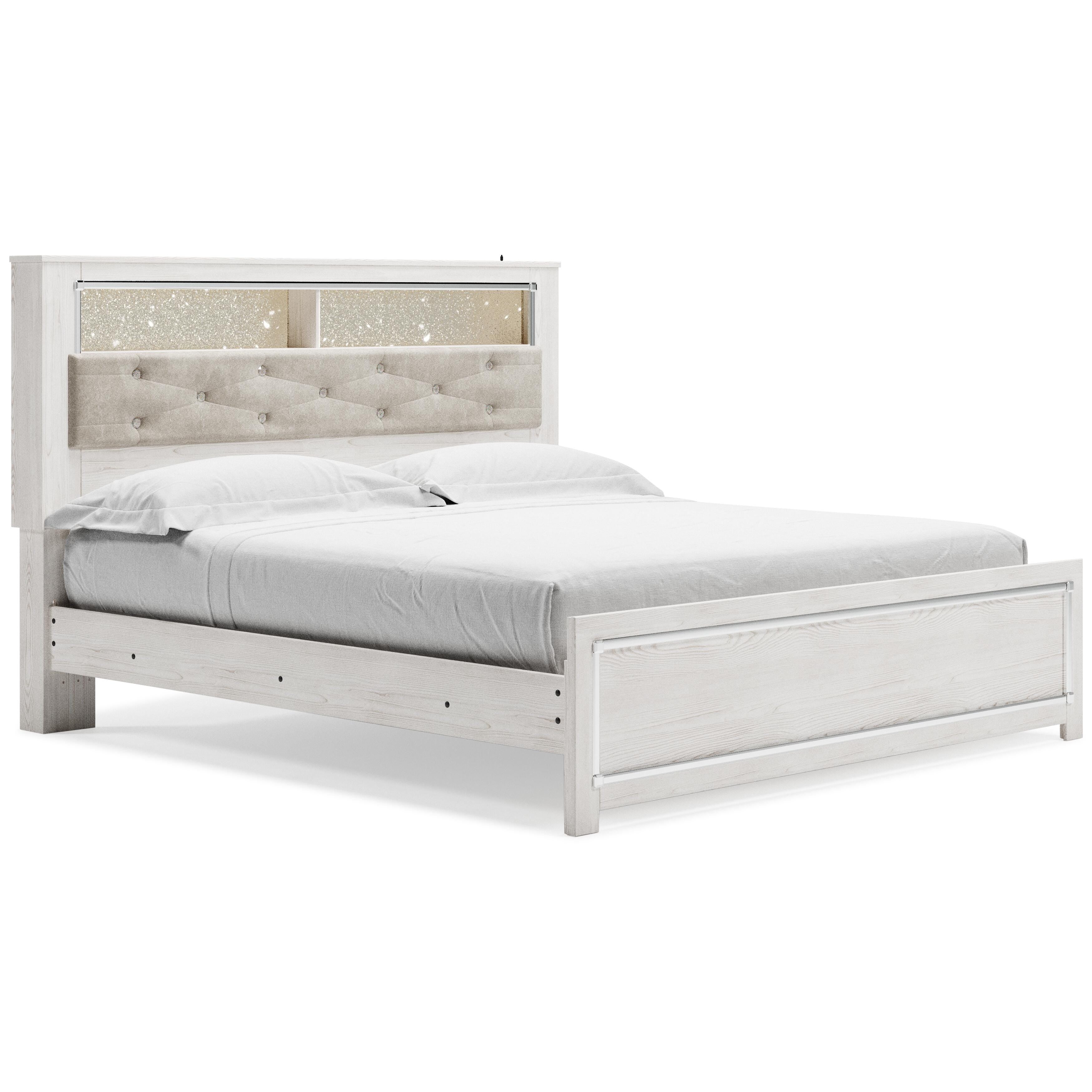 Altyra Panel Bookcase Bed with Mirrored Dresser, Chest and Nightstand